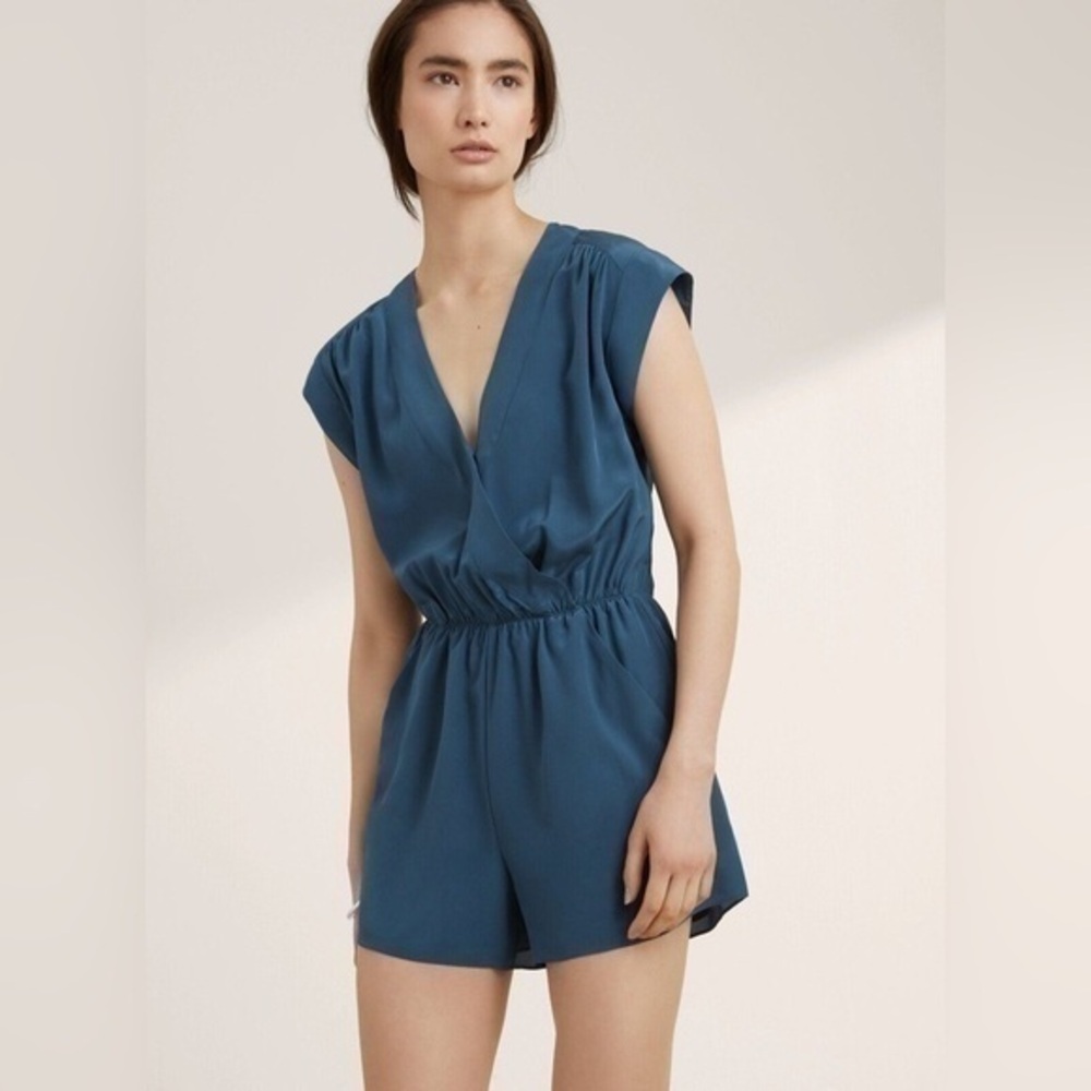 Babaton %100 Silk Romper in Copper Orange